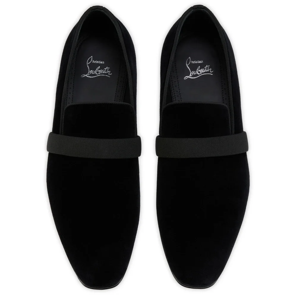 Christian Louboutin Dandydeco Flat Black Velvet Strap Wedding Dress Loafer 40 7
